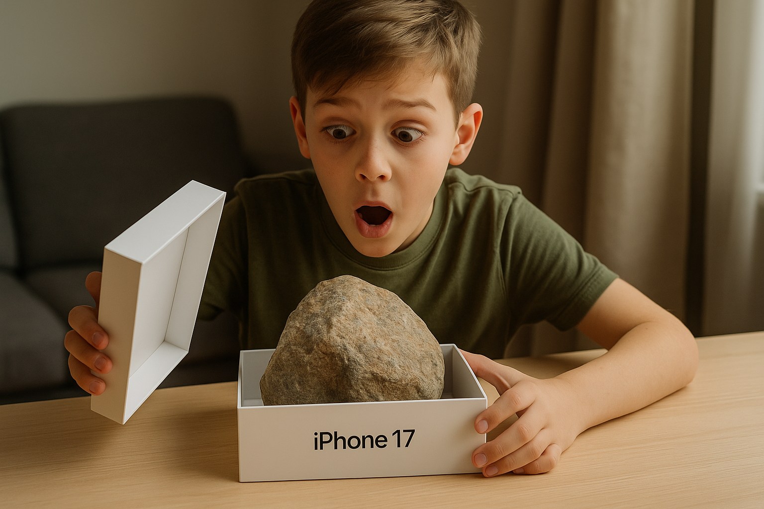 Yeni aldığı iPhone 17’nin kutusundan taş çıktı